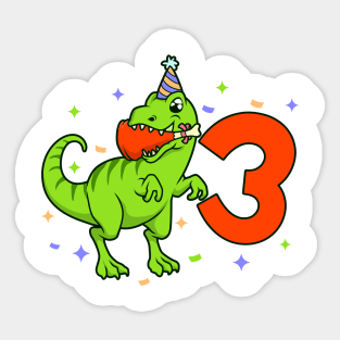 I am 3 with TREX - boy birthday 3 years old Sticker